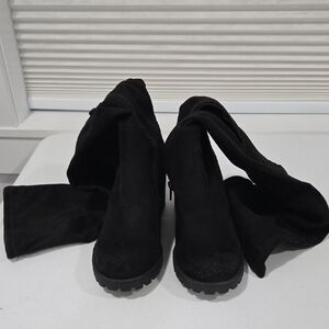 Dirty Laundry Black Heeled Over The Knee Boots